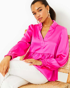 Jaylene Long Sleeve Lilly Top - Cerise Pink