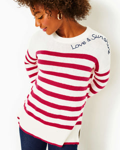 Quince Sweater - Poinsettia Red Cruise Stripe