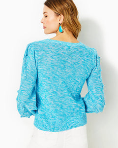 Attie Crewneck Sweater - Aqua Palma Marl