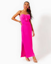 Load image into Gallery viewer, Carlynn Satin Maxi Bow Dress - Pink Palms
