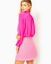 Load image into Gallery viewer, Kels Mini Skirt - Pink Palms Fantasy Tweed
