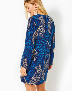 Tyra Silk Dress - Low Tide Navy Oversized Easy To Spot