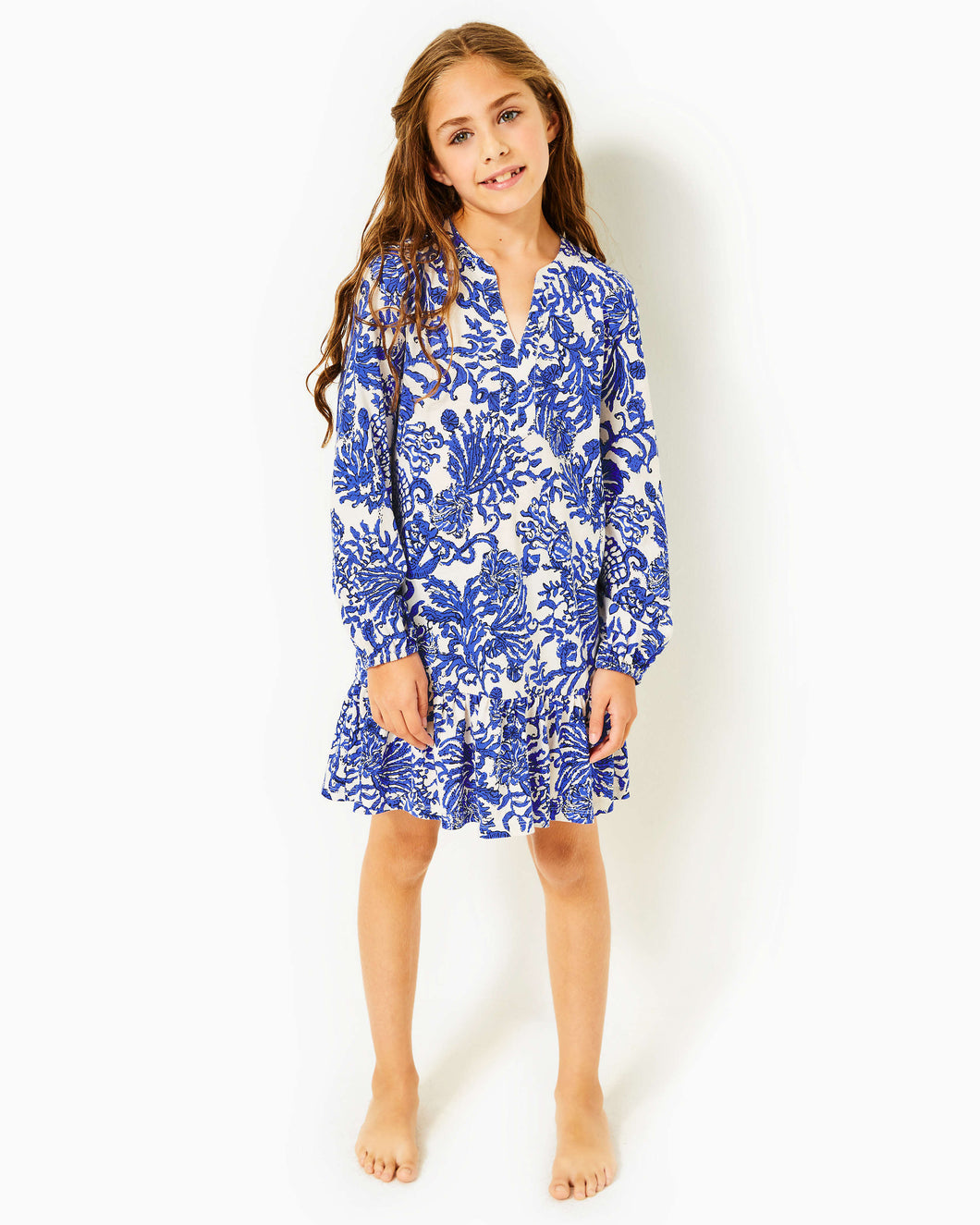 Girls Mini Alyssa Cotton Dress - Deeper Coconut Ride With Me