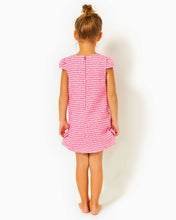 Load image into Gallery viewer, Girls Little Lilly Shift Dress - Pink Palms Fantasy Tweed
