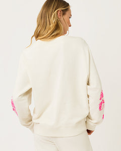 Ballad Cotton Sweatshirt - Coconut Safari Social Embroidered Sweatshirt