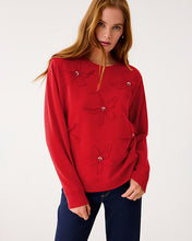 Load image into Gallery viewer, Ballad Cotton Sweatshirt - Cranberry Red Poinsettia Embellishment
