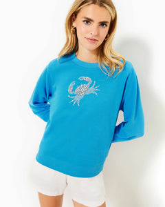 Ballad Cotton Sweatshirt - Lunar Blue Crab Embellishment