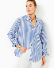 Load image into Gallery viewer, Lesia Relaxed Button Down Shirt - Briny Blue Cabana Stripe
