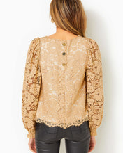 Load image into Gallery viewer, Everglade Straight Fit Top - Gold Metallic Gilded Floral Lace
