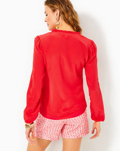 Giana Silk Top - Amaryllis Red