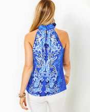 Load image into Gallery viewer, Donita Halter Top - Alba Blue Baja Cove Engineered Woven Top
