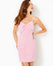 Load image into Gallery viewer, Willalynn Stretch Bow Dress - Conch Shell Pink Caliente Pucker Jacquard
