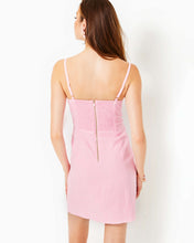 Load image into Gallery viewer, Willalynn Stretch Bow Dress - Conch Shell Pink Caliente Pucker Jacquard
