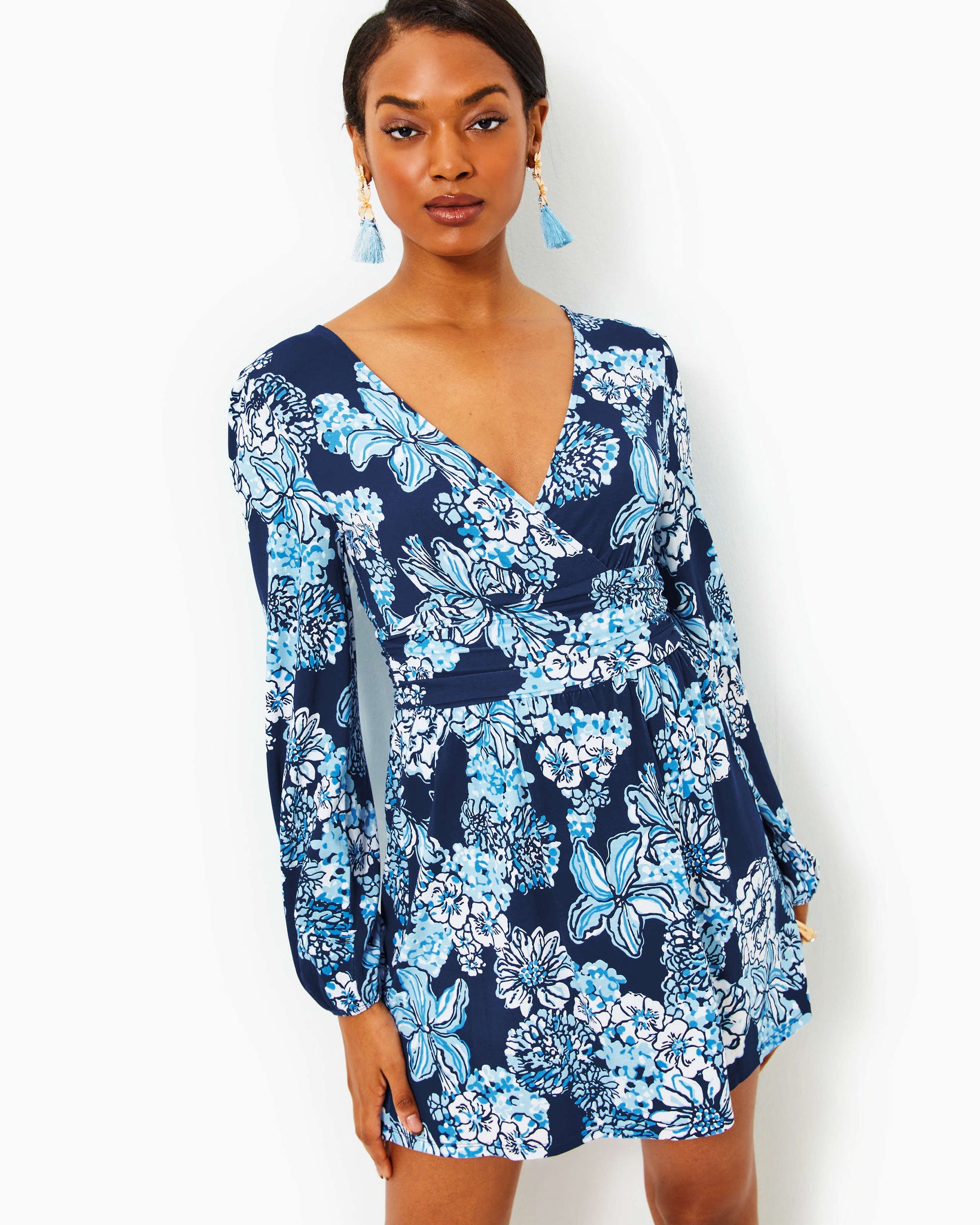 Riza Long Sleeve Romper - Low Tide Navy Bouquet All Day The Islands - A Lilly Pulitzer Signature Store Riza Long Sleeve Romper - Low Tide Navy Bouquet All Day The Islands - A Lilly Pulitzer Signature Store
