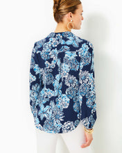 Load image into Gallery viewer, Farren Silk Top - Low Tide Navy Bouquet All Day
