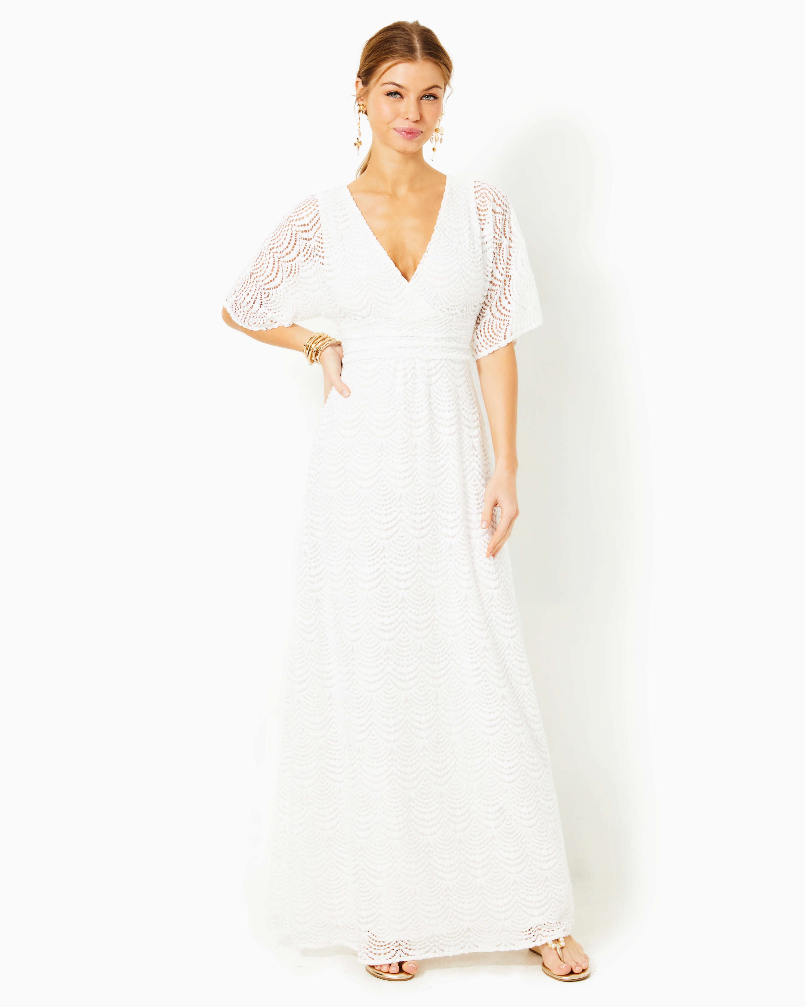 Parigi Lace Maxi Dress - Resort White Scalloped Shell Lace – The