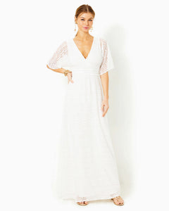 Parigi Lace Maxi Dress - Resort White Scalloped Shell Lace