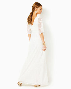 Parigi Lace Maxi Dress - Resort White Scalloped Shell Lace