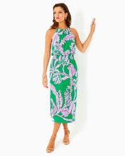 Load image into Gallery viewer, Gracelyn Halter Midi Dress - Brazilian Green Salty Sandbar Oversized Enigineered Knit
