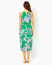 Load image into Gallery viewer, Gracelyn Halter Midi Dress - Brazilian Green Salty Sandbar Oversized Enigineered Knit
