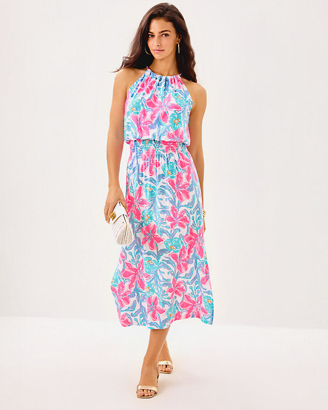 Gracelyn Halter Midi Dress - Multi Beachside Haven