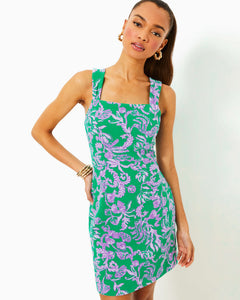 Montrey Stretch Shift Dress - Brazilian Green Salty Sandbar