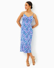 Load image into Gallery viewer, Keana Satin Midi Slip Dress - Barton Blue Star Gazing
