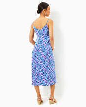 Load image into Gallery viewer, Keana Satin Midi Slip Dress - Barton Blue Star Gazing
