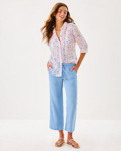 27" Brawley Linen Crop Pant - Jacaranda Blue