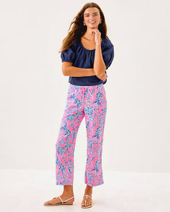 27" Brawley Linen Crop Pant - Rousseau Pink Barefoot Beachcombers