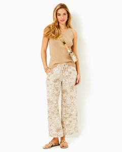 27" Brawley Linen Crop Pant - Sand Bar Palm Beach Paradise