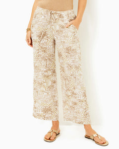 27" Brawley Linen Crop Pant - Sand Bar Palm Beach Paradise