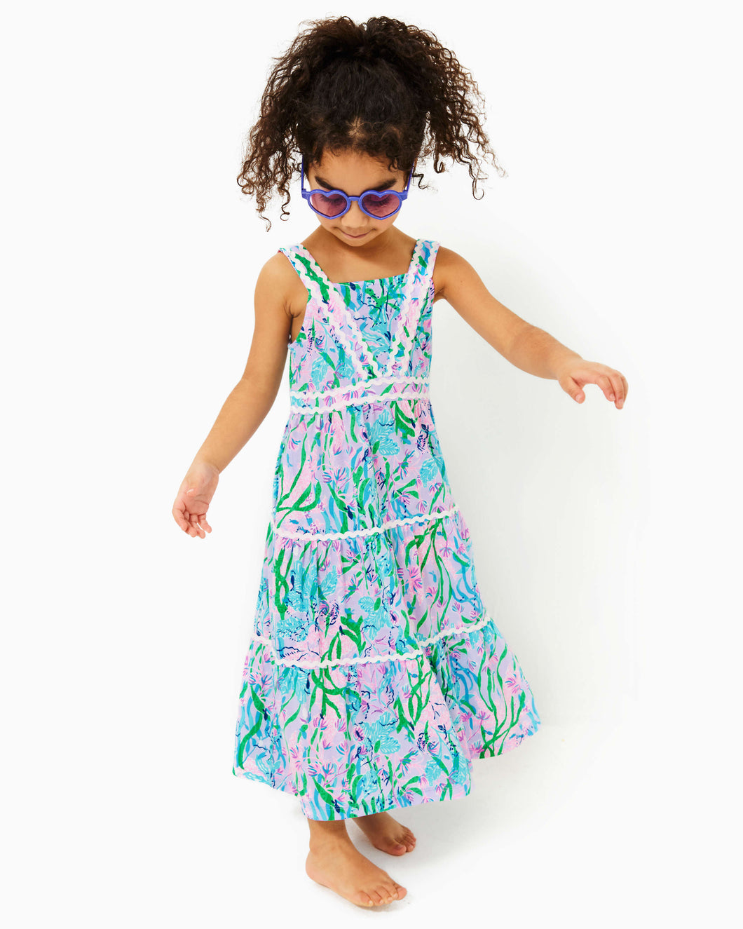 Girls Mini Pollie Midi Dress - Multi Seacret Escape