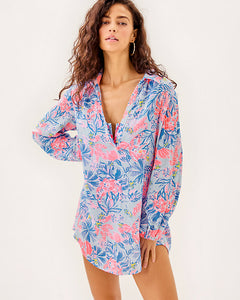 Kique Long Sleeve Cover-Up - Multi Elephant Splash