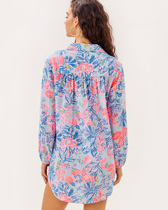 Kique Long Sleeve Cover-Up - Multi Elephant Splash