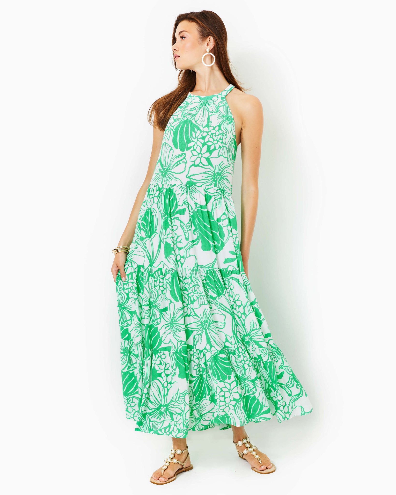 beccalyn halter maxi dress Womens Dresses Lilly Pulitzer Beccalyn Silk Blend Halter Maxi Dress in Roxie Pink Anniversary Silk Clip, Size M