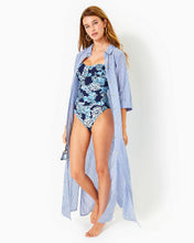 Load image into Gallery viewer, Natalie Maxi Cover-Up - Coastal Blue Ltwt Oxford Stripe
