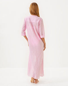 Natalie Maxi Cover-Up - Conch Shell Pink Ltwt Oxford Stripe