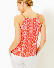 Load image into Gallery viewer, Joannah Silk Top - Flamingo Feather Harbour View Engineered Woven Top
