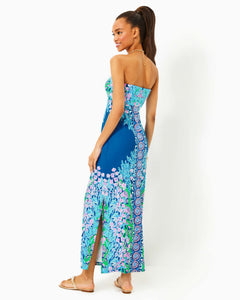 Noa Strapless Maxi Dress - Barton Blue Seacret Escape Engineered Knit Dress