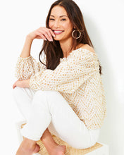 Load image into Gallery viewer, Aimes Off-the-Shoulder Eyelet Top - Sand Bar Mermaid Tail Metallic Eyelet
