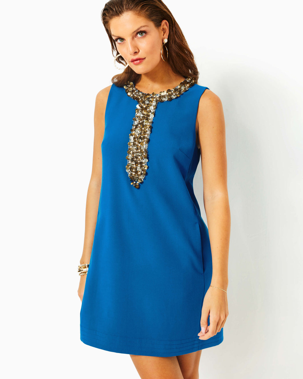 Edita Stretch Shift Dress - Barton Blue