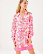 Load image into Gallery viewer, Iralanne Popover Shirtdress - Resort White Lovely Long Stems Engineered Woven Dress
