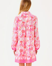 Load image into Gallery viewer, Iralanne Popover Shirtdress - Resort White Lovely Long Stems Engineered Woven Dress
