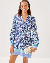 Load image into Gallery viewer, Iralanne Popover Shirtdress - Sapphire Pool Summer Shorelines Engineered Woven Dress
