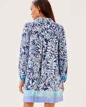 Load image into Gallery viewer, Iralanne Popover Shirtdress - Sapphire Pool Summer Shorelines Engineered Woven Dress
