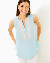 Load image into Gallery viewer, Celeste Linen Tunic - Hydra Blue X Resort White
