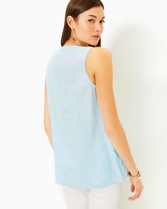 Celeste Linen Tunic - Hydra Blue X Resort White