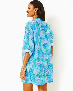 Sea View Linen Cover-Up - Las Olas Aqua Strong Current Sea