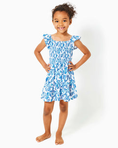 Girls Mini Jilly Cotton Dress - Resort White Shell Collector